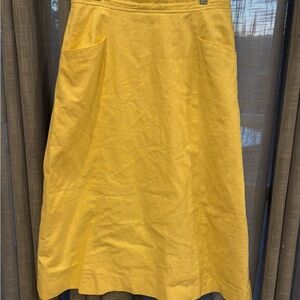 Yellow skirt petite size 14 a line skirt Evan Picone linen 1960 pockets lined
